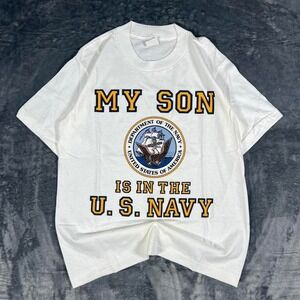 90's My Son is in The U.S. Navy White Graphic T-Shirt - size small‎